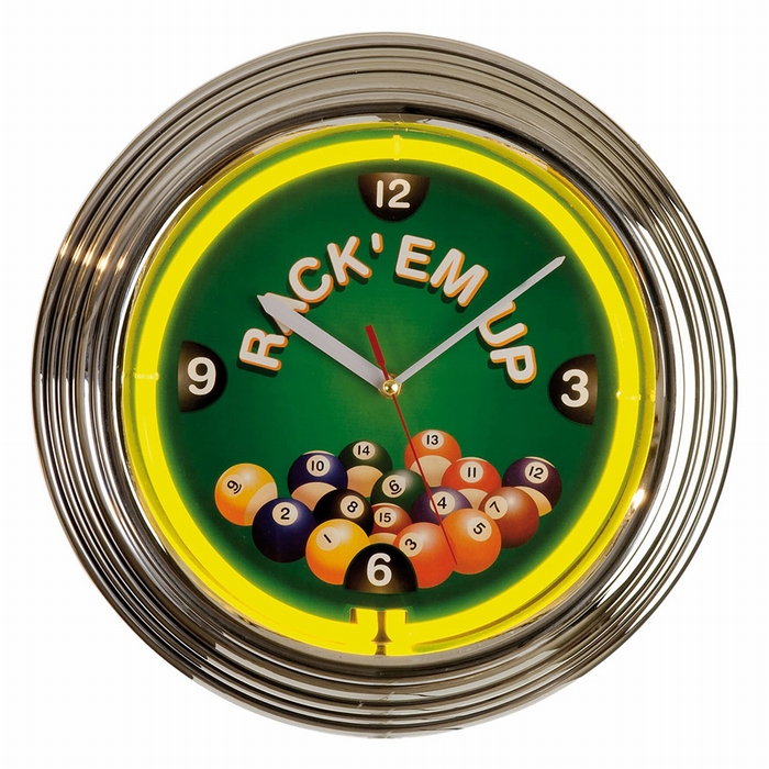 Wandklok Rack'em Up Neon